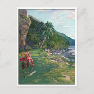 Postal Camino al mar Tahití por La Farge