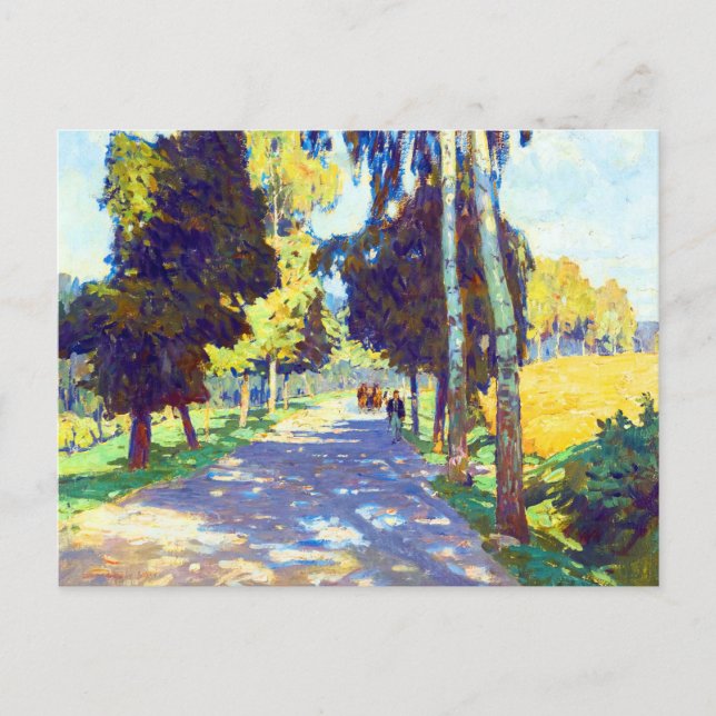 Postal Camino arbolado por Carl Moll (Anverso)