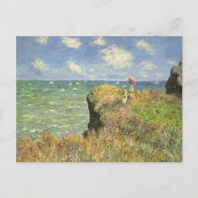 Postal Camino de acantilado en Pourville por Claude Monet (Anverso)