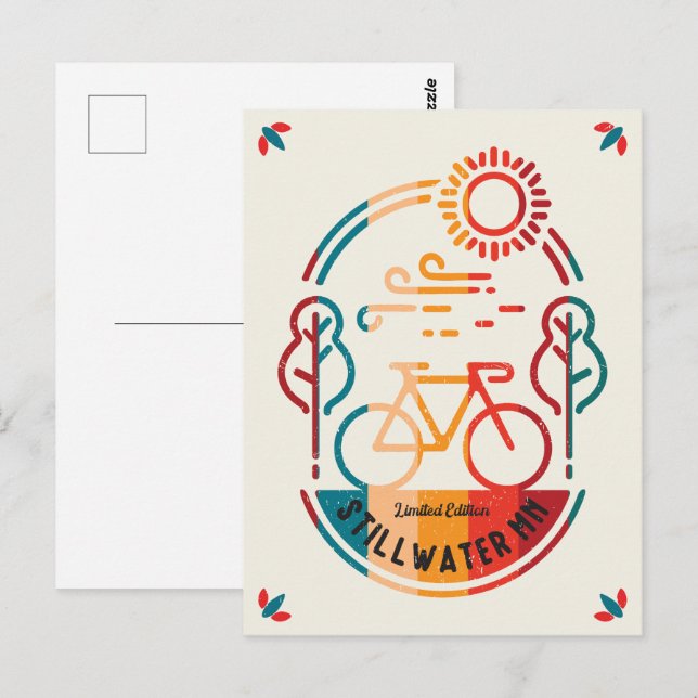 Postal Camino de ciclismo Minnesota Retro Stillwater (Anverso / Reverso)