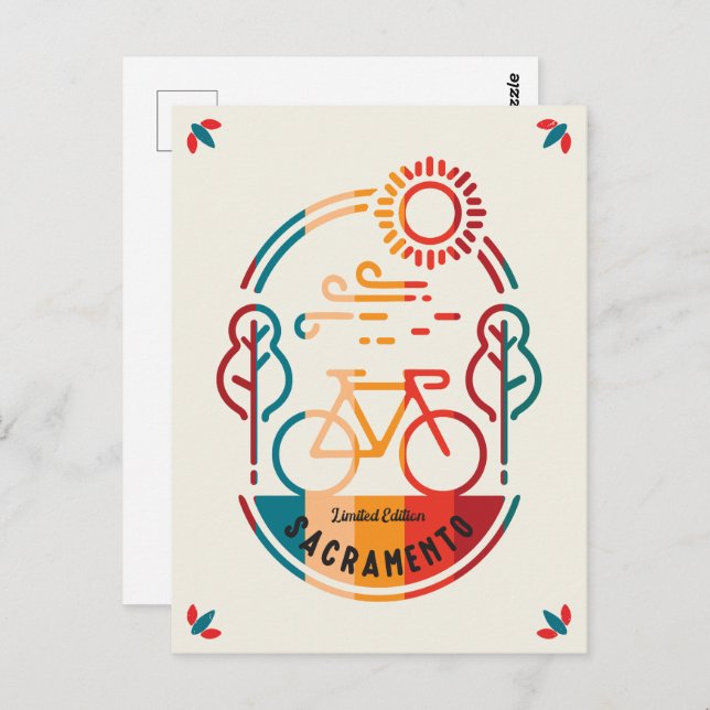 Postal Camino de ciclismo Retro Sacramento. (Anverso / Reverso)