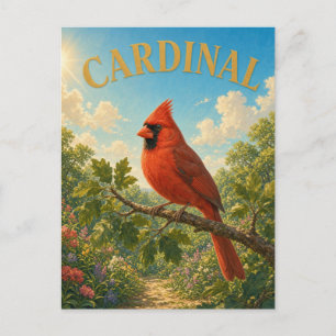 Postal Camino de flores silvestres cardenal Watercolor Ge