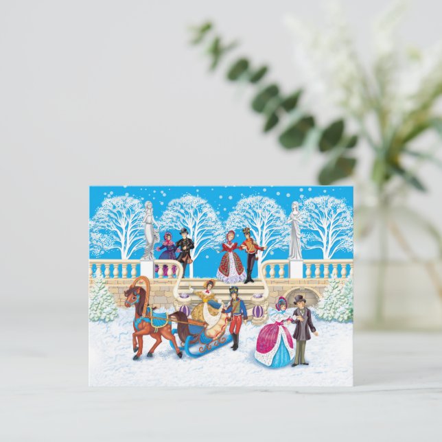 Postal Camino de invierno (Anverso de pie)