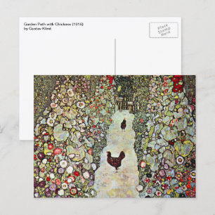 Postal Camino de jardín con pollos, Gustav Klimt, Art Nou