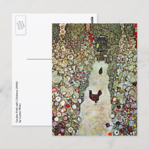 Postal Camino de jardín con pollos, Gustav Klimt, Art Nou