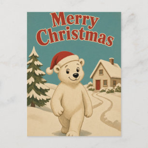 Postal Camino de la Cabaña del Oso Polar Animal Navidad
