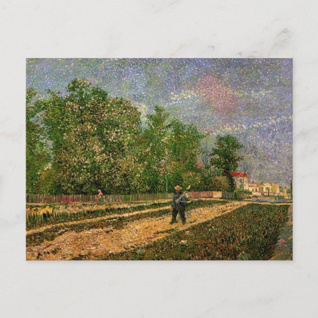 Postal Camino de París con campesino de Vincent van Gogh (Anverso)