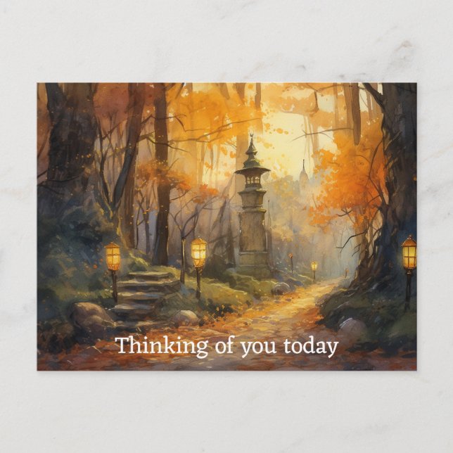 Postal Camino de serpenteo acuático a través de bosques o (Anverso)