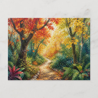 Postal Camino del Bosque de Otoño