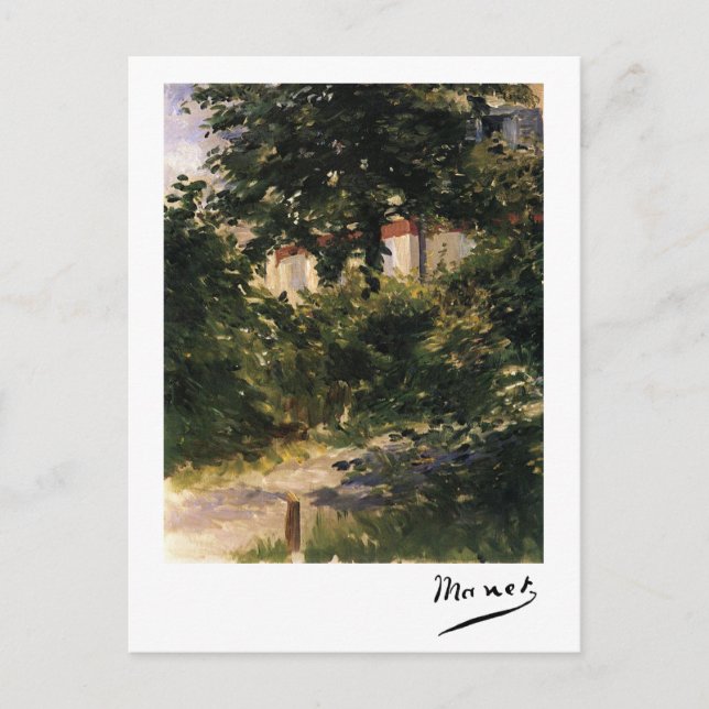 Postal Camino del jardín en Rueil por Édouard Manet (Anverso)
