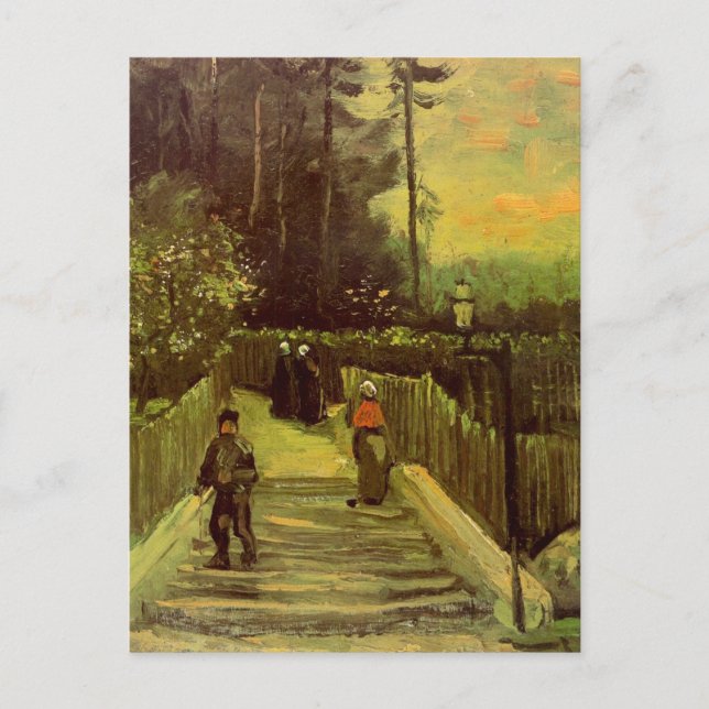 Postal Camino Empinado en Montmartre por Vincent van Gogh (Anverso)
