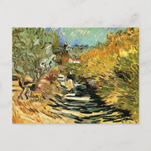 Postal Camino en Saint-Rémy con figura de Vincent van Gog