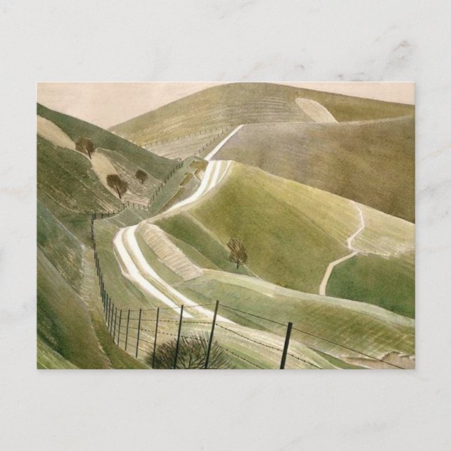 Postal Caminos De Chalk Por Eric Ravilious (Anverso)