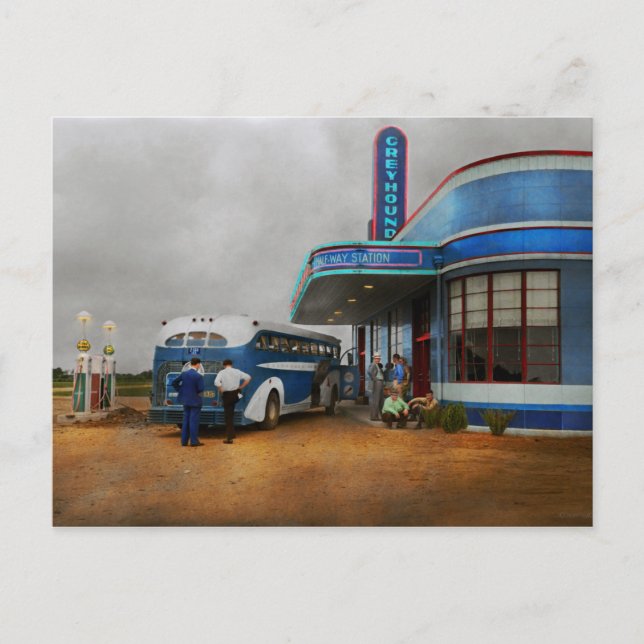 Postal Camión - Autobús - A mitad de camino 1938 (Anverso)