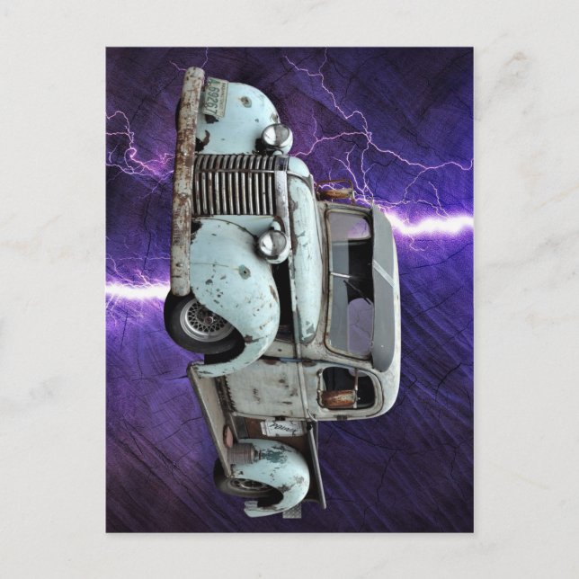 Postal Camión azul vintage (Anverso)