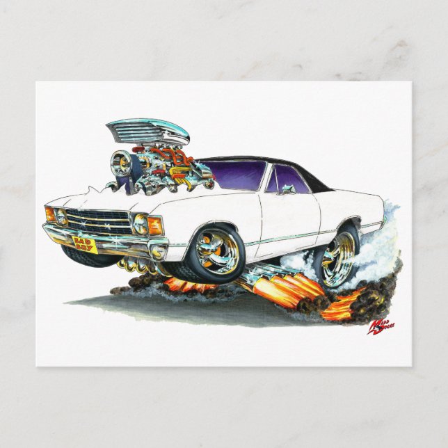 Postal Camión blanco-negro de El Camino 1971-72 (Anverso)