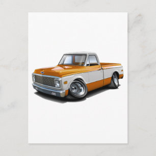 Postal Camión Chevy C10 Naranja-Blanco 1970-72