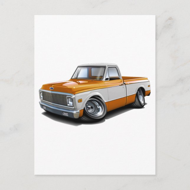 Postal Camión Chevy C10 Naranja-Blanco 1970-72 (Anverso)