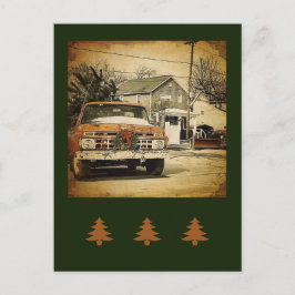 Postal Camión clásico de Navidades de vacaciones de época