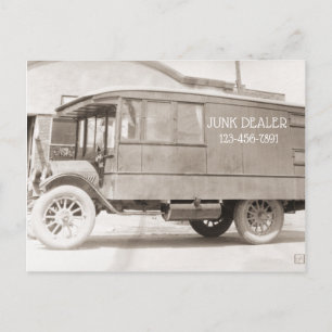 Postal Camión de antigüedades monocromo del vendedor de c