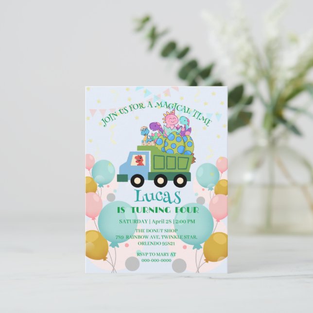 Postal Camión de basura de dinosaurio divertido Nombre de (Anverso de pie)