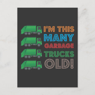 Postal Camión de Basurero de 4 Años Cumpleaños 4º