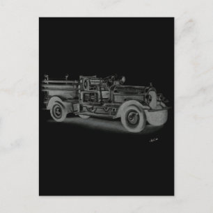 Postal camión de bomberos de cosecha mano invertido