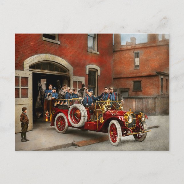 Postal Camión de bomberos - Escuadrón volador 1911 (Anverso)