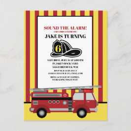 Postal Camión de bomberos rojo cumpleaños infantil 6º