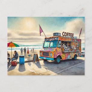 Postal Camión de café cerca de la playa