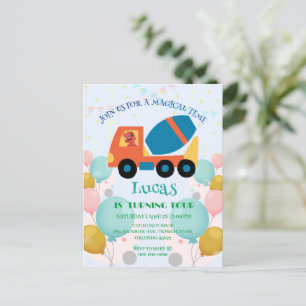 Postal Camión de cemento de dinosaurio divertido Nombre d