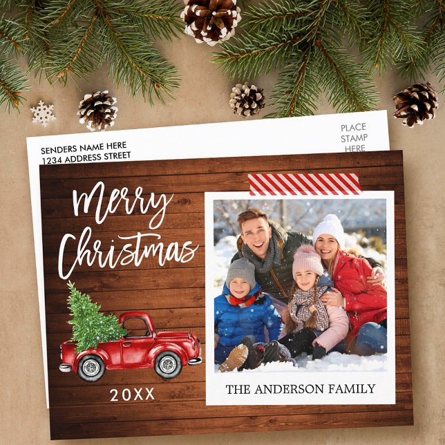 Postal Camión de Cinta de Navidades de Fotos Instantáneas (Customize to change your personalized text size or text style.)