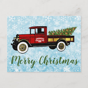 Postal Camión de época tu granja de árboles de Navidad