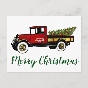 Postal Camión de época tu granja de árboles de Navidad