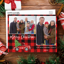 Postal Camión de escritura de pincel rojo 2 Navidades fot