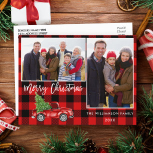 Postal Camión de escritura de pincel rojo 2 Navidades fot