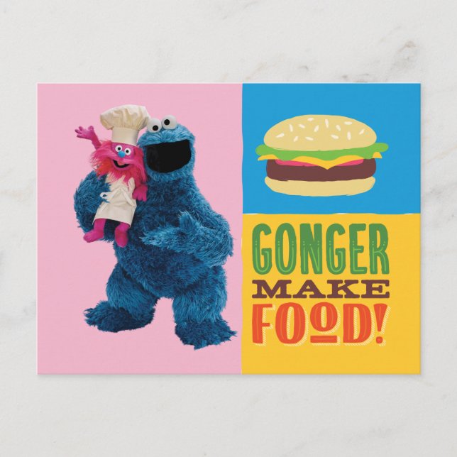 Postal Camión de foodie de Cookie Monster | Gonger Make F (Anverso)