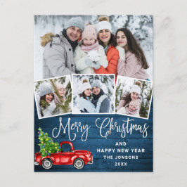 Postal Camión de Granja Roja de Feliz Navidad 4 Foto