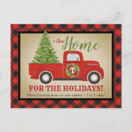 Postal Camión de Navidades rojos de época con cola de búf