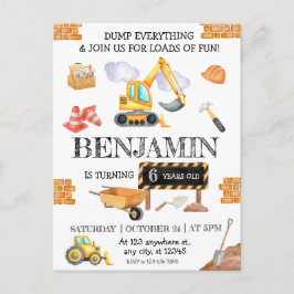Postal Camión de Volteo de Sitio de Construcción Cumpleañ