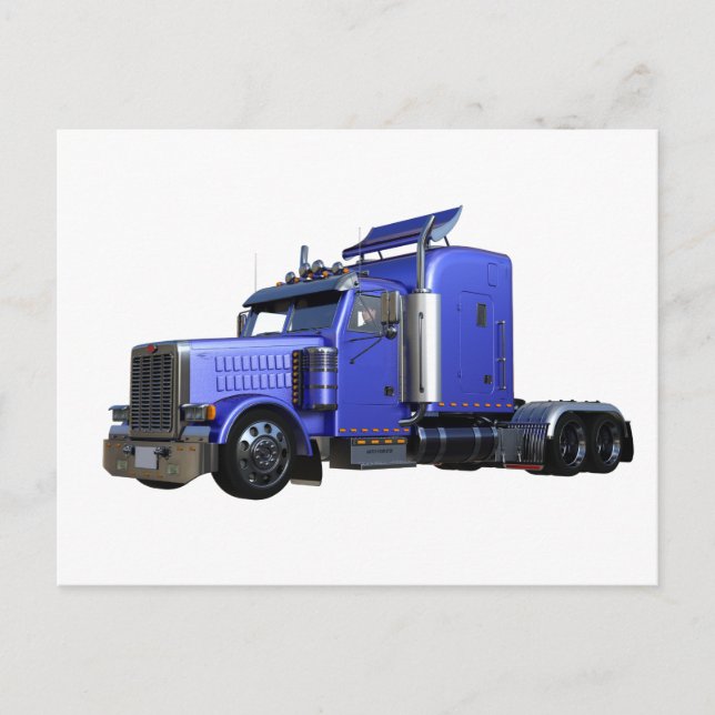 Postal Camión del remolque del tractor Metallic Blue Semi (Anverso)