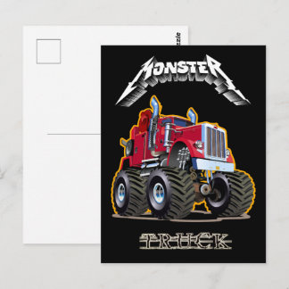 Postal Camión monstruo de dibujos animados