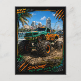 Postal Camión Monstruo Fuera de Carretera Arte de Florida