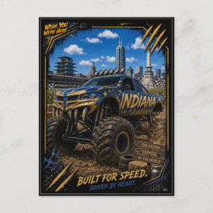Postal Camión Monstruo Fuera de Carretera Arte de Indiana