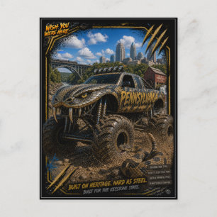 Postal Camión Monstruo Fuera de Carretera Arte de Pensilv