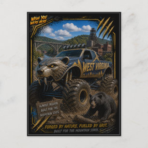Postal Camión Monstruo Fuera de Carretera Arte de Virgini