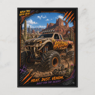 Postal Camión Monstruo Fuera de Carretera de Arizona Arte