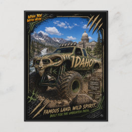 Postal Camión Monstruo Fuera de Carretera de Idaho Arte