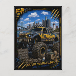 Postal Camión Monstruo Fuera de Carretera de Michigan Art