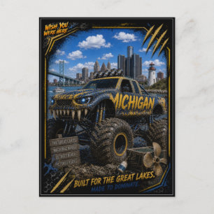 Postal Camión Monstruo Fuera de Carretera de Michigan Art